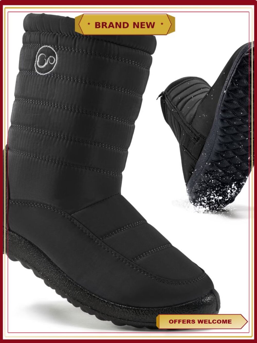 Women's Winter Ankle Snow Boots Fur Lining Slip On Zipper